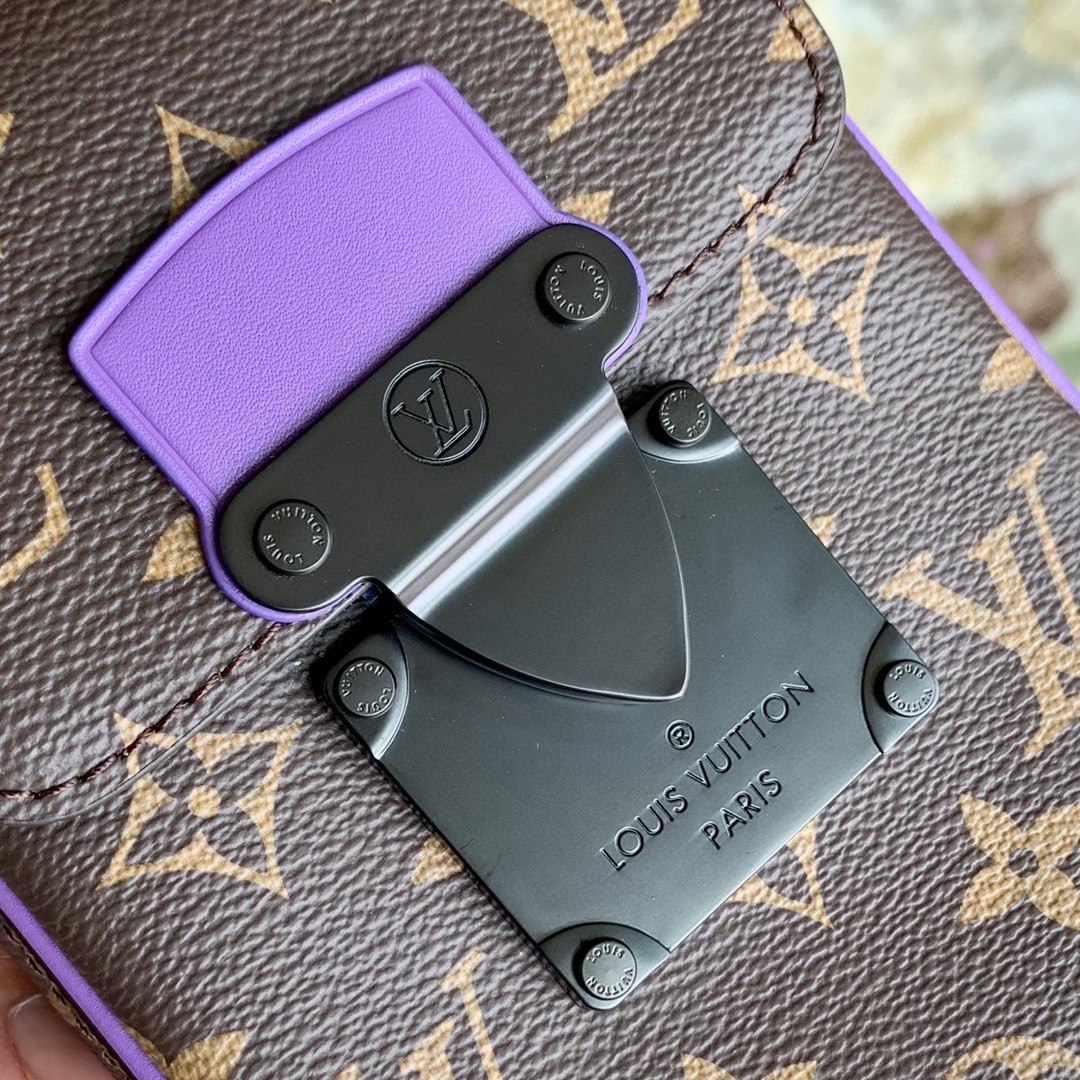 M81522 Louis Vuitton Monogram Macassar S-Lock Vertical Wearable Wallet- Purple