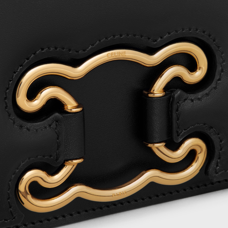 凯旋门镂空金属标志链条包 黑色牛皮