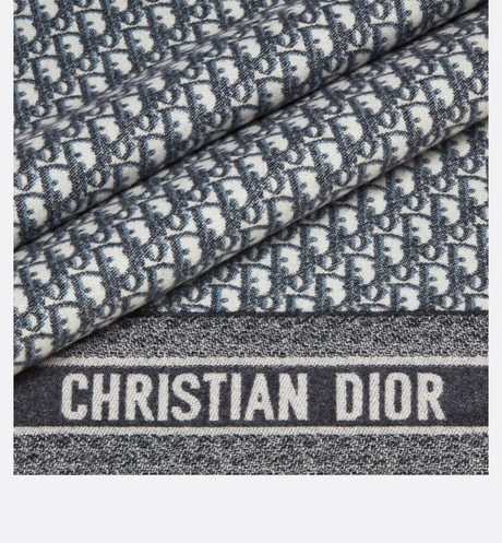 CHRISTIAN DIOR标志图案 Oblique老花图案 羊绒围巾 海军蓝
